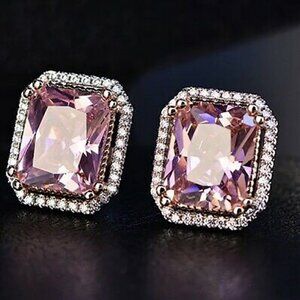 Pink Sapphire Thunder Cut Earrings New